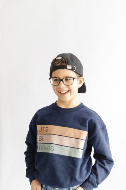 Let's Be Friends Crewneck - Youth - Navy